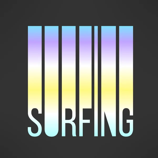 Surfing typografi med sky färger. — Stock vektor