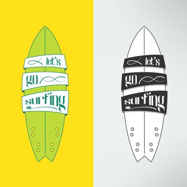 surfboard in cartoon graffiti design clipart