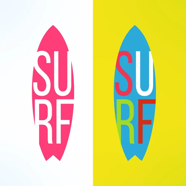 Surf typography on surfing board — ストックベクタ