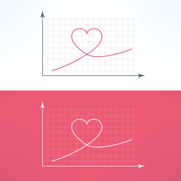 Raphic chart with heart icon — Stock Vector