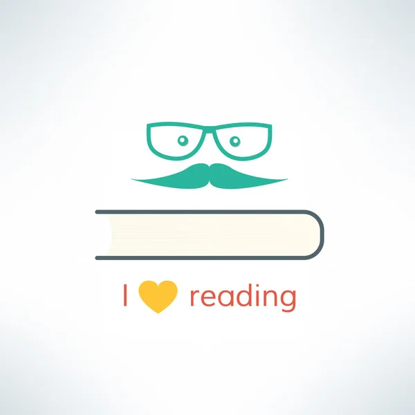 Banner de leitura com coração e livro —  Vetores de Stock