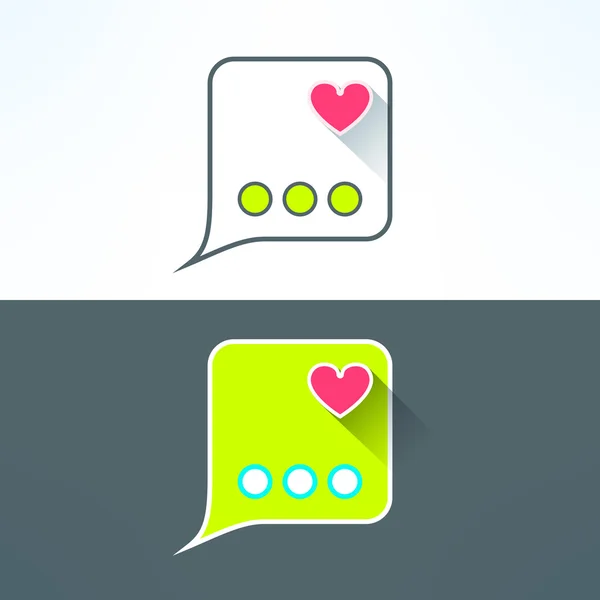 Simple chat icon with heart — Stock Vector