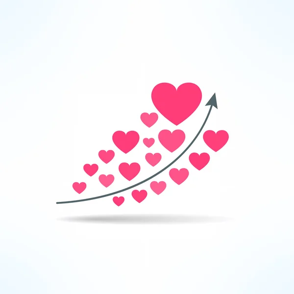 Gráfico de amor con corazones . — Vector de stock