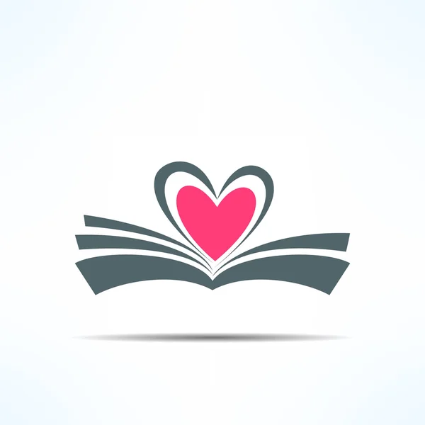 Ícone do livro com coração — Vetor de Stock