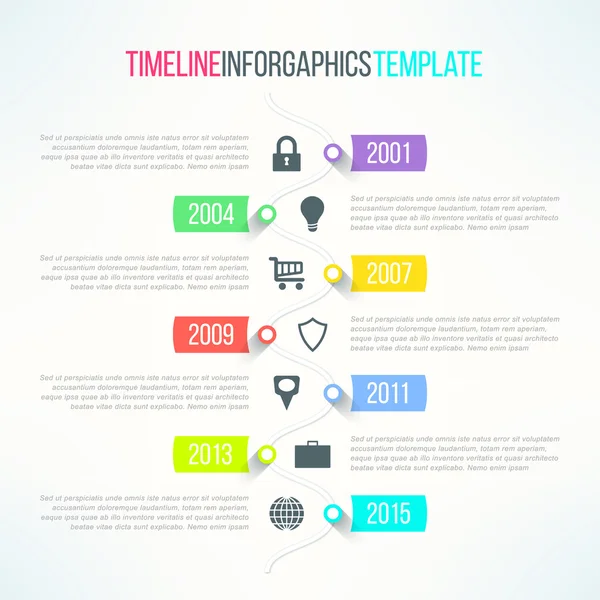 Modello di timeline luminosa vettoriale — Vettoriale Stock