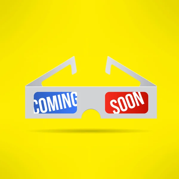 3d glasses with coming soon text — Stock Vector