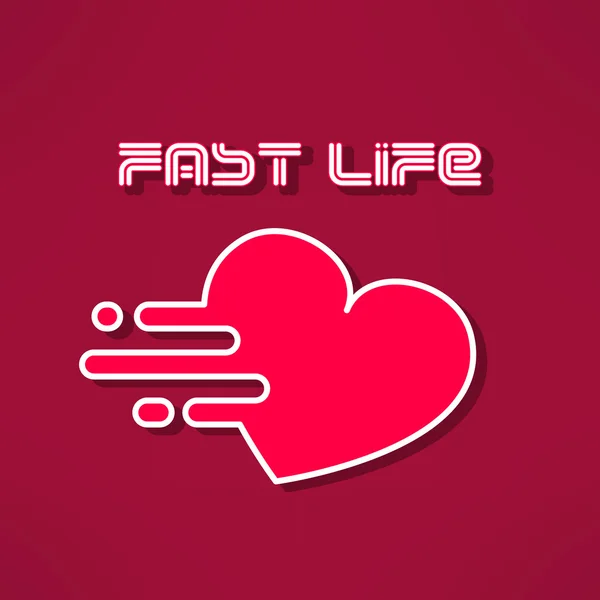 Vector heart fast life tshirt print design. — Stock Vector