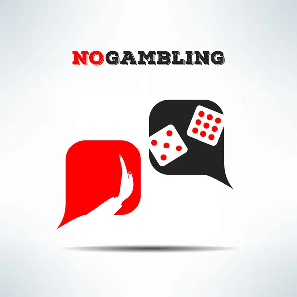Vektorové žádný hazard znamení pozadí dialogu. Hraní zakázáno symbol s kostkami — Stockový vektor