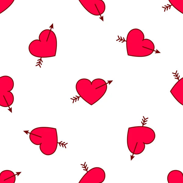 Coeurs avec des flèches motif sans couture . — Image vectorielle