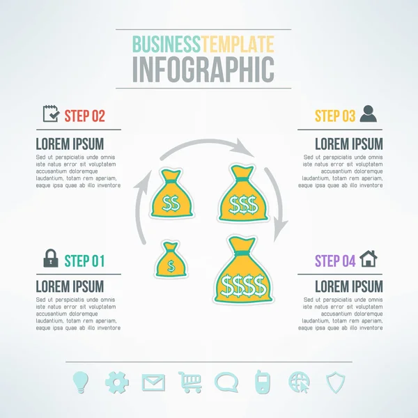 ベクトルお金袋インフォ グラフィック テンプレート — ストックベクタ