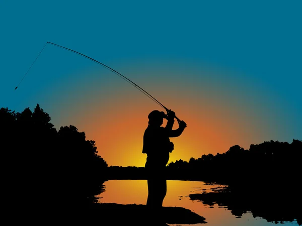 Pesca al tramonto — Vettoriale Stock