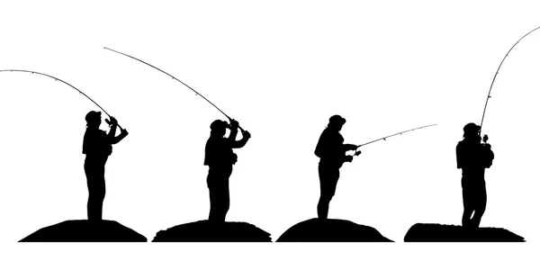 Silhouet van een visser — Stockvector