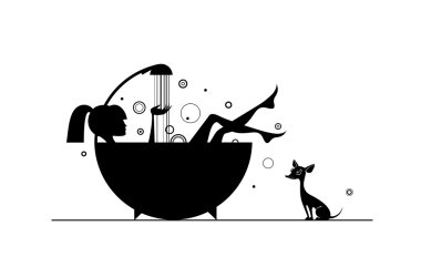 Girls in the bath. clipart