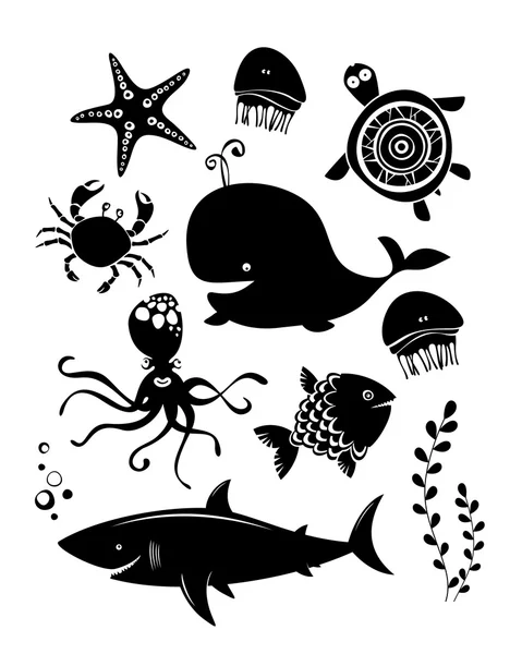 Animales marinos. Conjunto de iconos . — Vector de stock