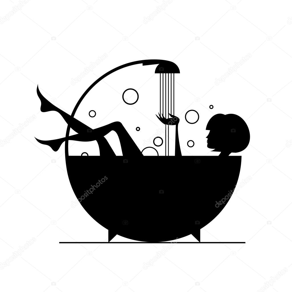 Black silhouette on a white background. Bathroom icon.
