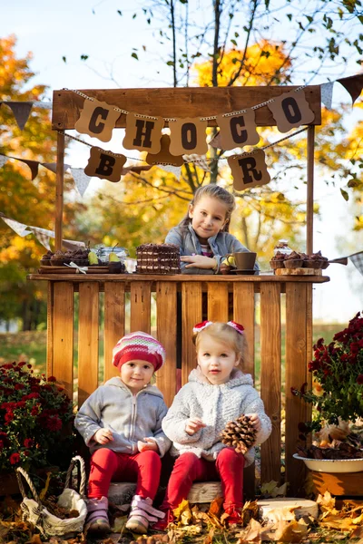 Üç kız sonbahar Park — Stok fotoğraf