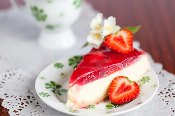 Torta di formaggio alla fragola Fotografia Stock