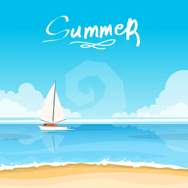 Summer background with boat — Stock Vector