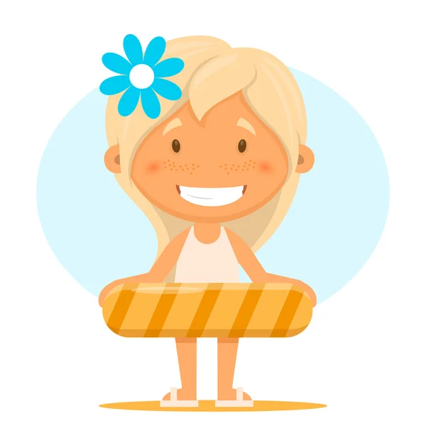 Funny girl in a bathing suit. — Stock Vector