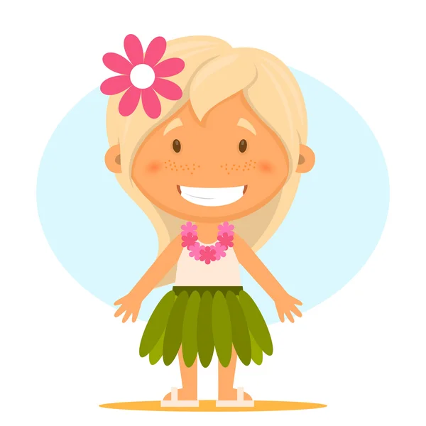 Chica en hawaiano traje étnico — Vector de stock