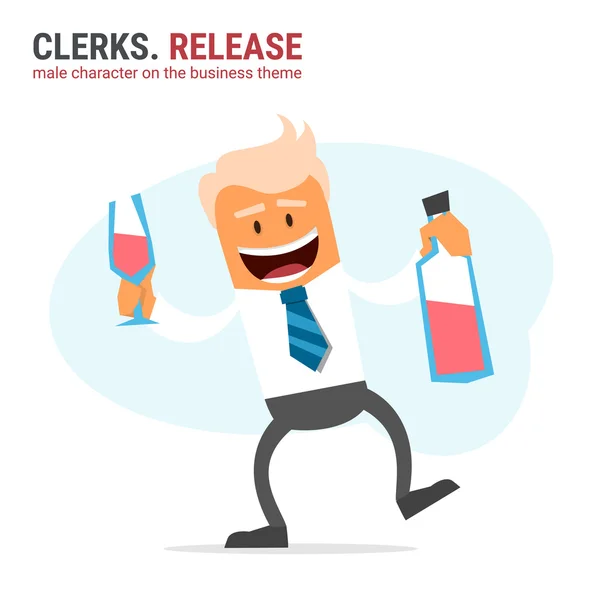 Mannelijke zakelijke karakter met alcohol — Stockvector