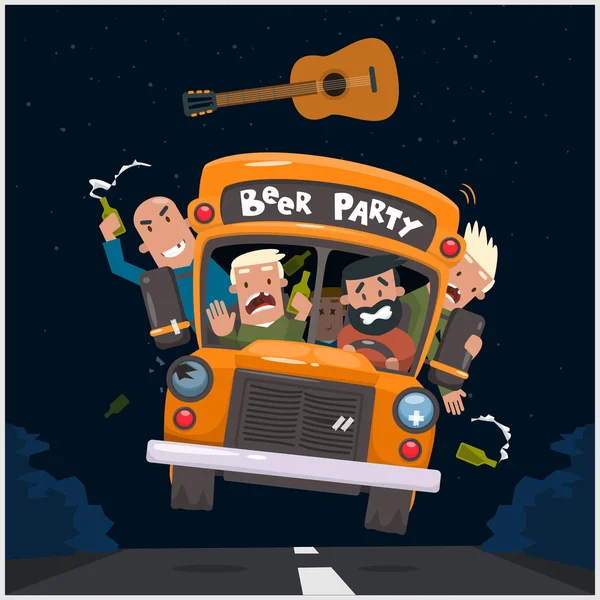 Beer party bus poster — Stock Vector