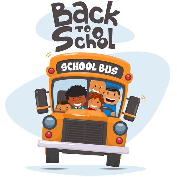 School bus and Happy Children. — Stock Vector