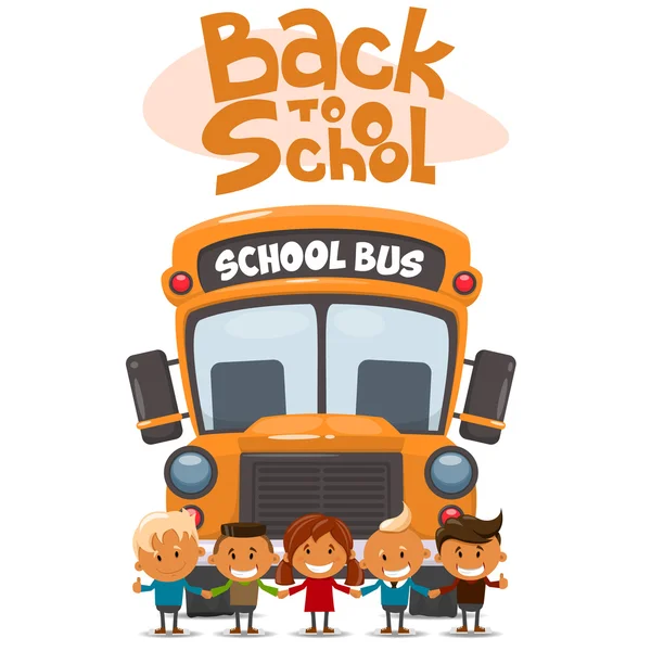 School bus and Happy Children. — Stock Vector