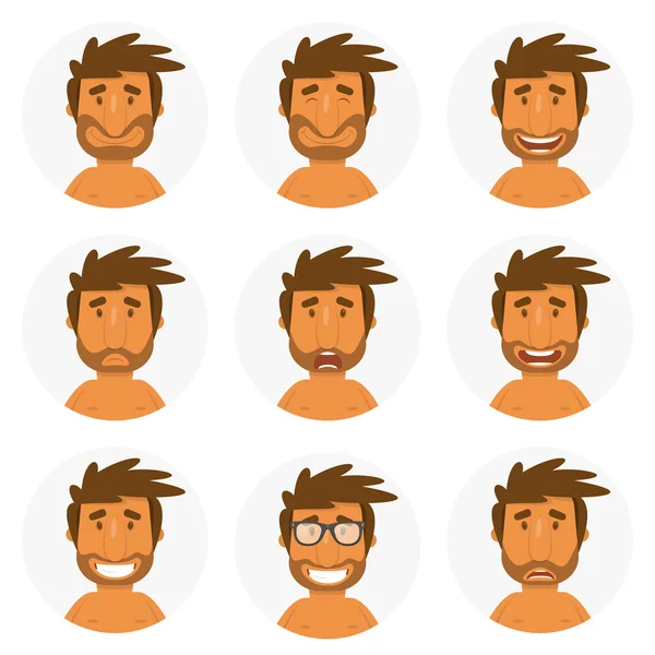 Boy mood flat icons — Stock Vector