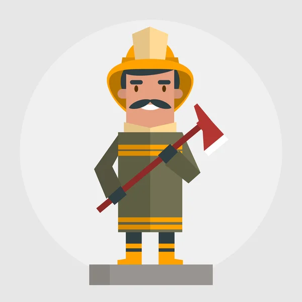 Feliz ilustración bombero — Vector de stock