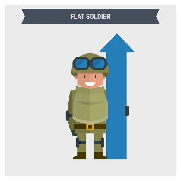 Soldat plat avec flèche signe — Image vectorielle