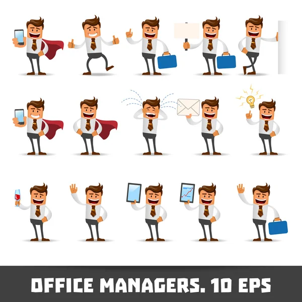 Set von glücklichen Büromenschen. — Stockvektor