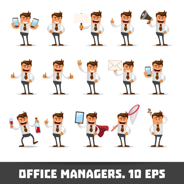 Set van gelukkig office man. — Stockvector