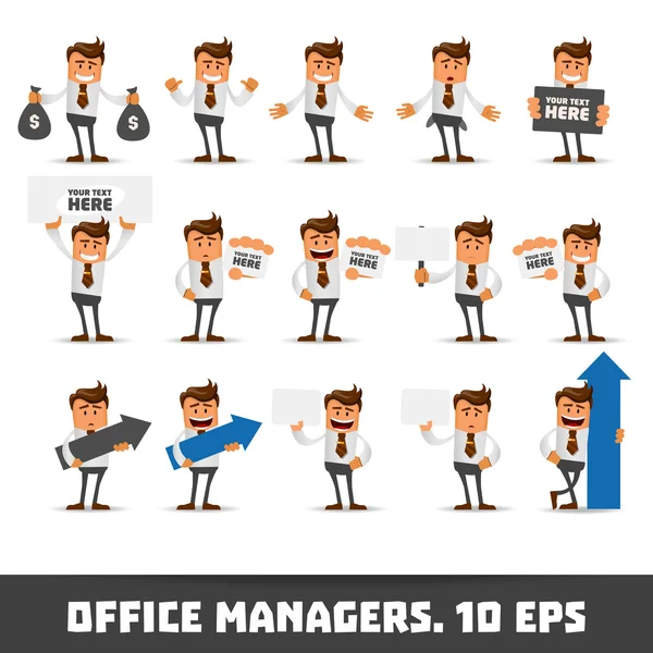 Set of Happy office man. — Stock Vector