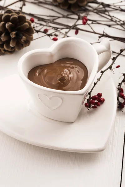 Valentýna oslavu s horkou čokoládou — Stock fotografie