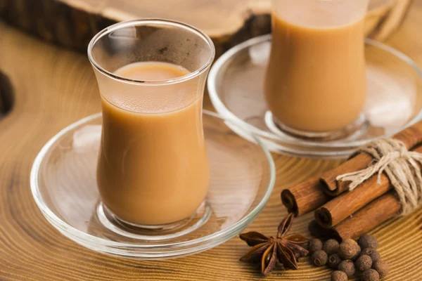Masala chai with spices — Stock Photo, Image