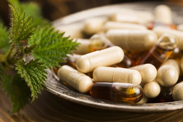 Tablety s bylinkami, makro — Stock fotografie