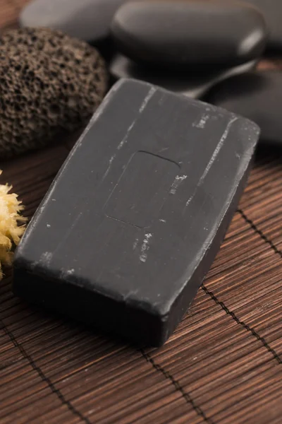 Block of natural carbon soap — Stock Photo, Image