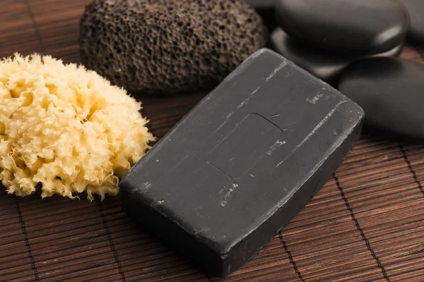 Block of natural carbon soap — Stock Photo, Image