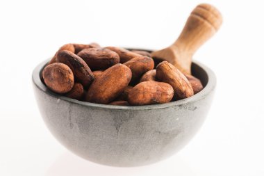 kakao çekirdekleri üzerine beyaz izole