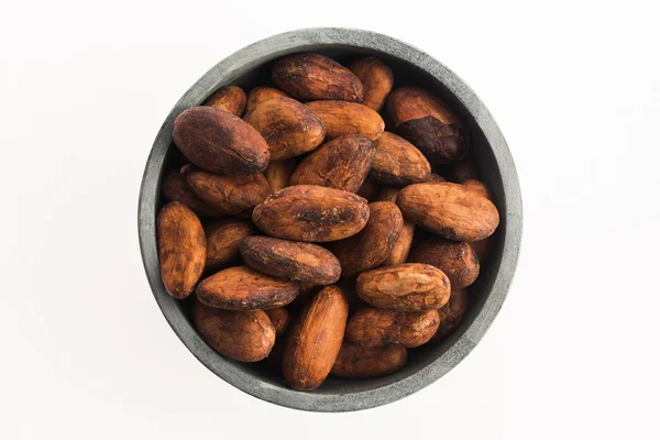 Cacao beans isolated on white — Stock Photo, Image