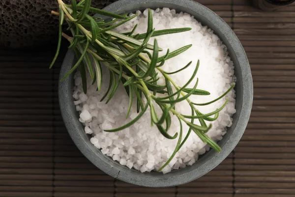 Sea salt with rosemary — Stock Photo, Image