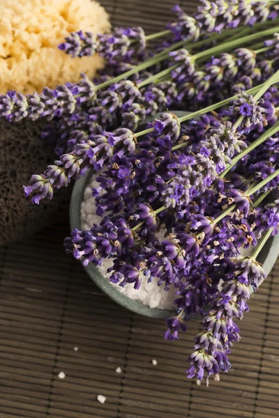 Itens de spa lavanda — Fotografia de Stock