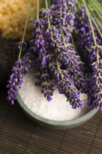 Itens de spa lavanda — Fotografia de Stock