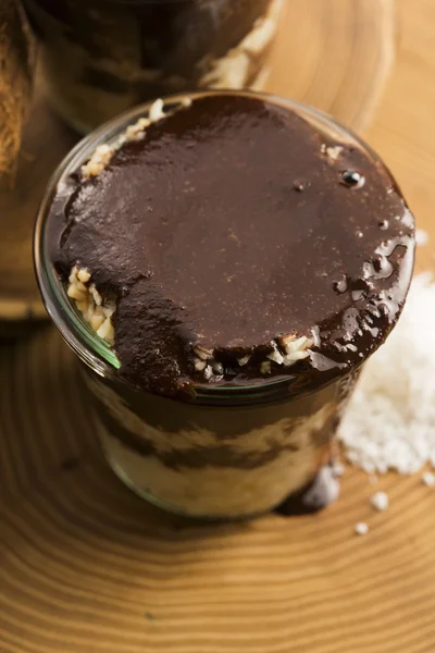 Coconut dessert with chocolate — Stock Photo, Image