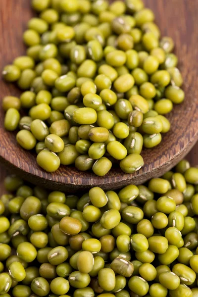 Haricots mungo sur cuillère en bois — Photo