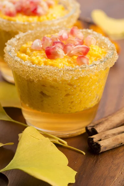 Budino di zucca con perle di tapioca — Foto Stock