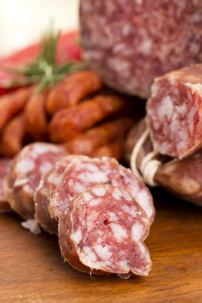 Different sausages and salami — Stock Photo, Image
