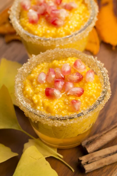 Pumpkin pudding with tapioca pearls — Stock Photo, Image