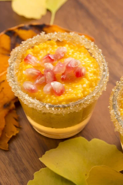Pumpkin pudding with tapioca pearls — Stock Photo, Image